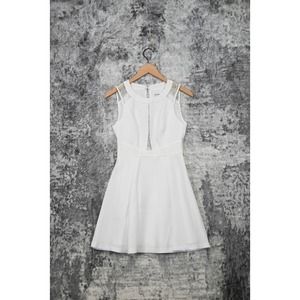 BCBGeneration White Lace Inset Sleeveless A Line Mini Dress